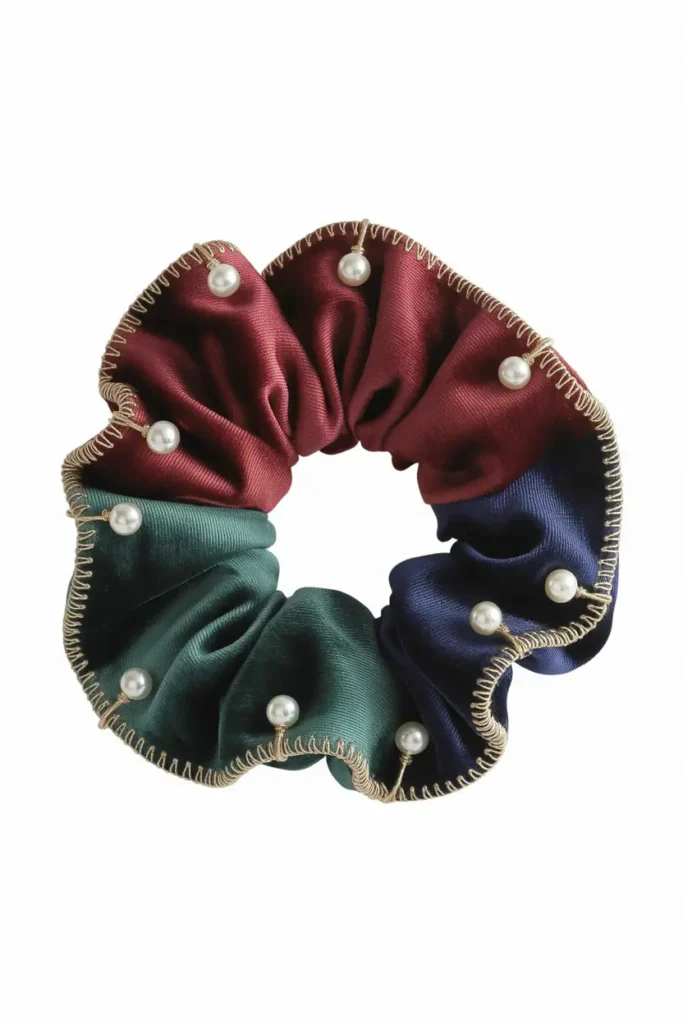 Velvet Pearl Charm Scrunchie