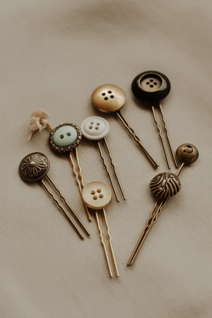 Vintage Button Bobby Pins