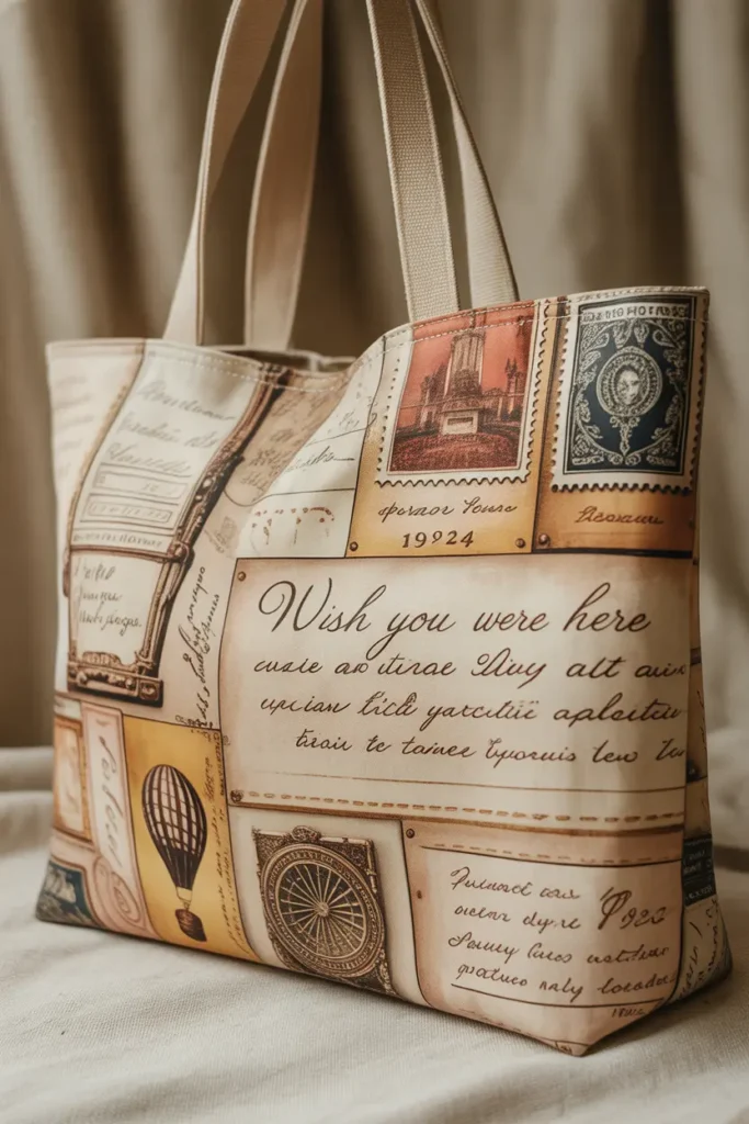 Vintage Postcard Transfer Tote